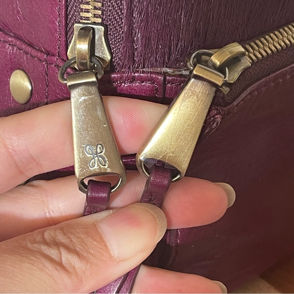 NEW Sexy Purple HOBO Mini Backpack Purse Fuschia Leather And Calf Hair - Picture 8 of 14